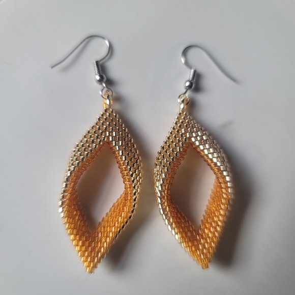 Jewelry - Folded peyote stitch beaded earrings